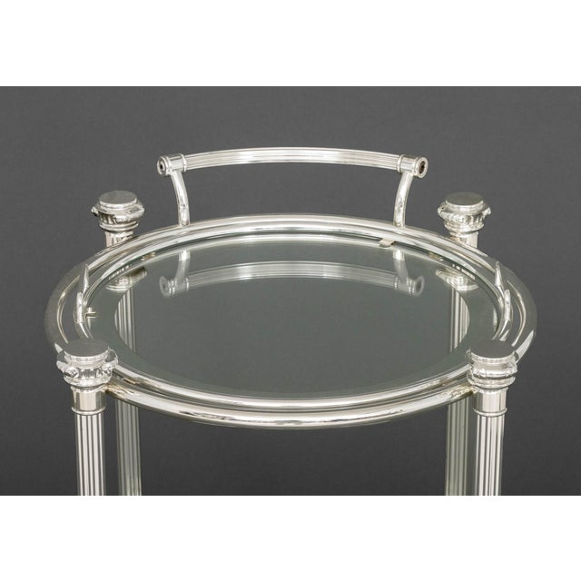 Modern Modern Chrome Plated Two-Tier Bar Cart For Sale - Image 3 of 9