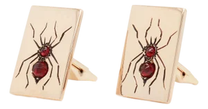 Pair of Mid-Century Modern 14k Gold & Garnet Spider Cufflinks