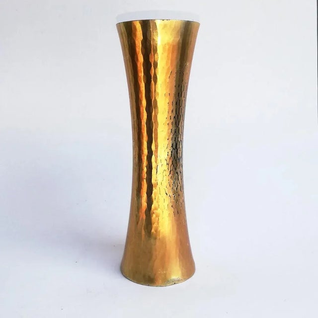 Metal Mid-Century Golden Vase from Zanetto For Sale - Image 7 of 9