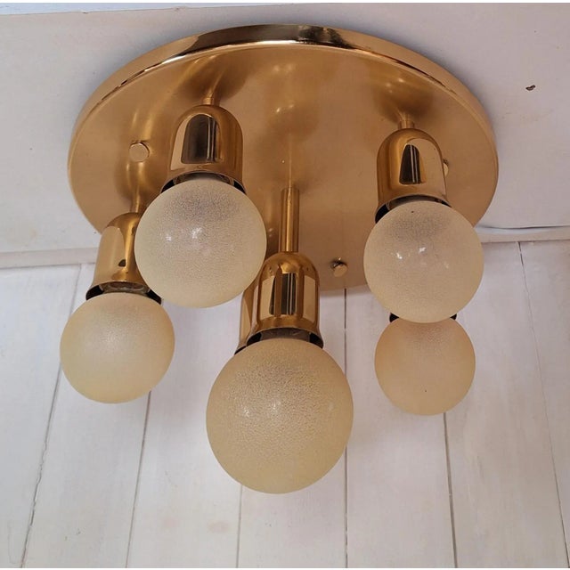 Vintage Ceiling Lamp with Brass Frame, 1980s For Sale - Image 6 of 11