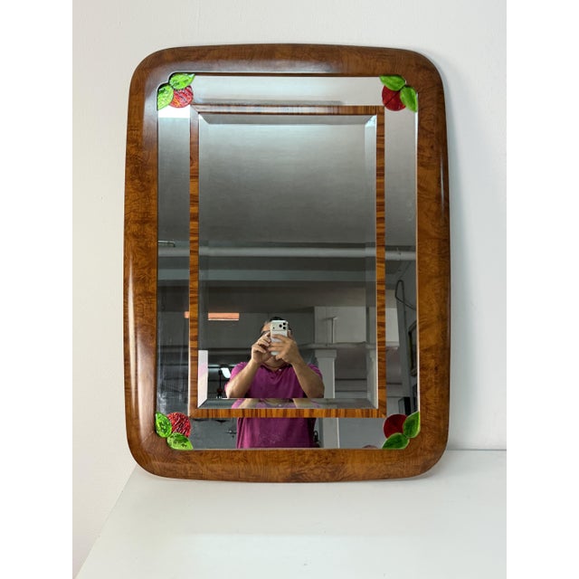Large Art Deco Wall Mirror with Stained Glass Inserts, 1950 For Sale - Image 10 of 10