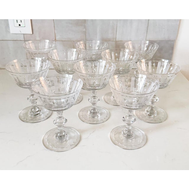 1940s t.g. Hawkes Cut Crystal Champagne Sherbet Coupes, Set of 10 For Sale - Image 11 of 15