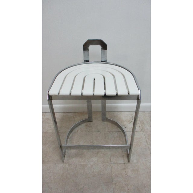 White Vintage Design Institute Chrome Counter Bar Stool For Sale - Image 8 of 11