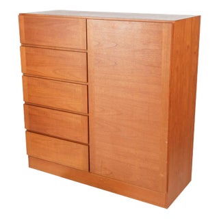 A Danish Modern Teak Dresser. Highboy For Sale