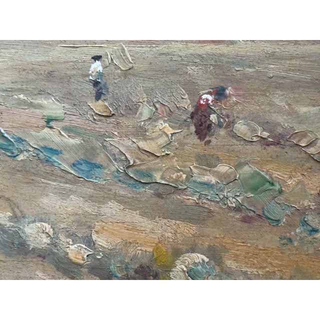 1940s Pastoral Landscape Canvas Art by Ira Deen Original Oil Folk Painting Drawing Crow For Sale - Image 9 of 12