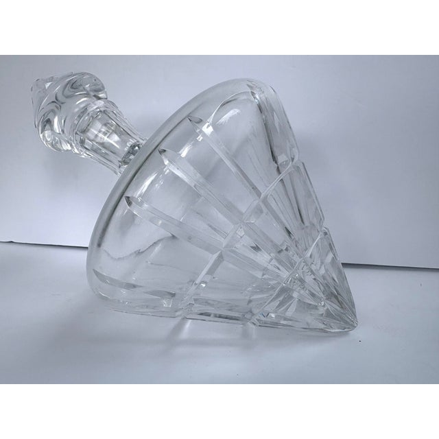 Contemporary Sculptural Cut Crystal Tilted Decanter With Stopper, Attributed to Marquis by Waterford Omega For Sale - Image 3 of 8