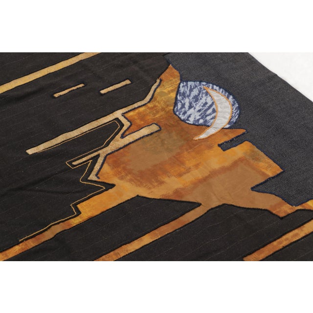 Modern Rug & Kilim’s Contemporary Tapestry With Golden Sunset Accents in Black & Orange For Sale - Image 3 of 10