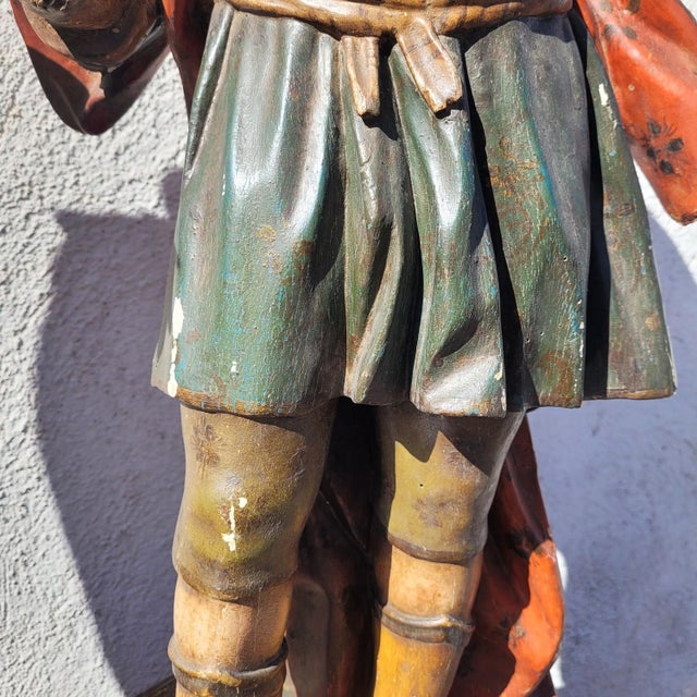 Polychrome Carved Saint Statues, 17th Century, Wood For Sale - Image 6 of 18