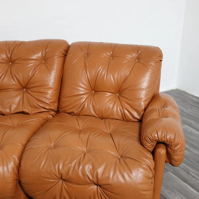 Modular Corner Sofa in Cognac Leather in the style of Afra and Tobia Scarpa, 1970s, Set of 5 For Sale - Image 9 of 12