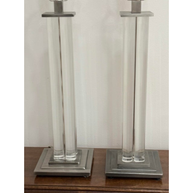 Robert Abbey Robert Abbey Acrylic Lucite Lamps, a Pair For Sale - Image 4 of 12