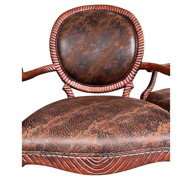 Ultimate Chairs Limited Rope Carved Dining Arm Chairs - Set of 4 For Sale - Image 9 of 12