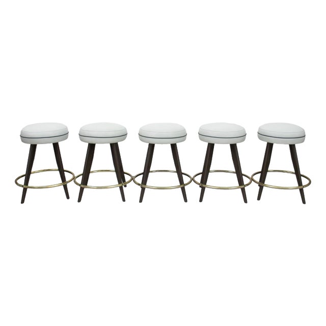 French Mid-Century Modern Stools, 5 For Sale
