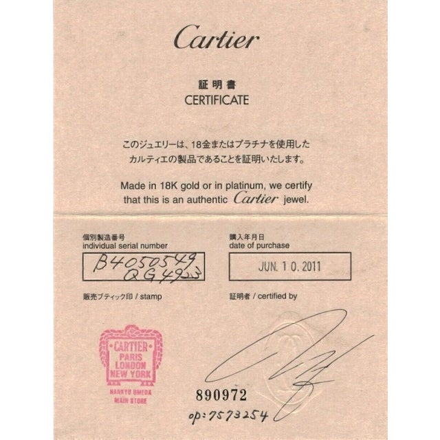 Metal Mid 20th Century Cartier Mini Love 1 Diamond 18k Gold Band Ring w/Cert - Size 4.5 For Sale - Image 7 of 7
