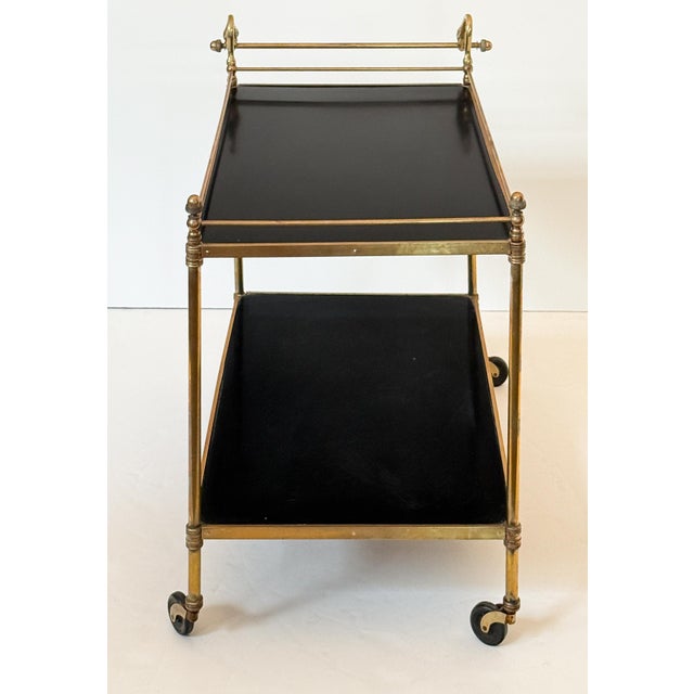 English Two-Tiered Drinks Cart or Bar Trolley With Swan Handles For Sale - Image 4 of 12