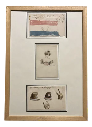French School Artist, Souvenirs of Paraguay, Watercolor Montage, 19th Century, Framed