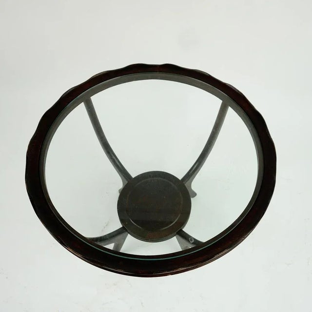 Mid-Century Italian Glass Circular Top Coffee Table attributed to Carlo Di Carli, 1950s For Sale - Image 9 of 10