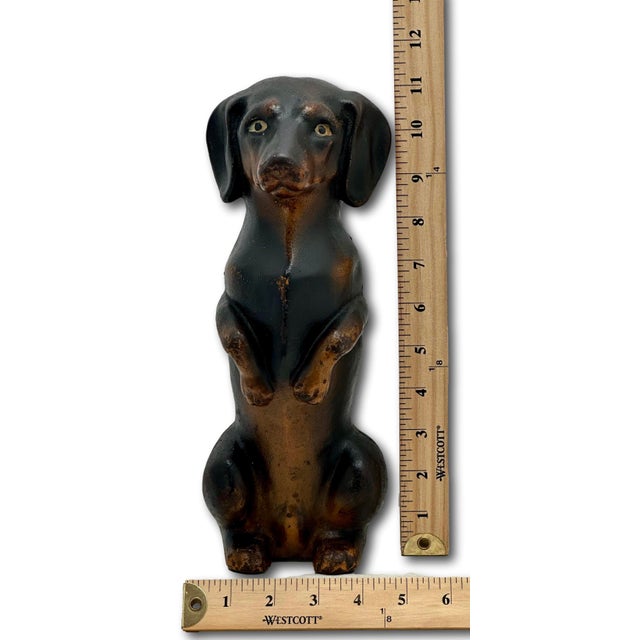 Outstanding & Very Rare Large Vintage Cast Iron "Begging Dachshund" Signed by Maker & Dated 1931 - 11 Inches Tall For Sale - Image 17 of 18