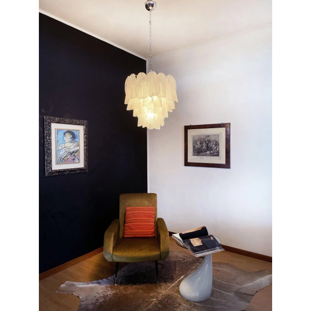 Vintage Italian Murano Glass Chandelier with 41 Rondini Glass Petals, 1980s For Sale - Image 15 of 18