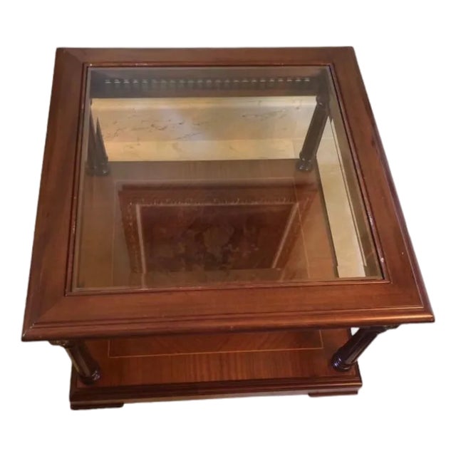 1980s Vintage Portuguese Mahogany Side Table For Sale