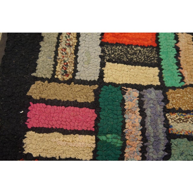 1920s Multicolor Basket Weave Antique American Hooked Rug 2' 2" X 11' 8" Cotton Wool Carpet For Sale - Image 14 of 18