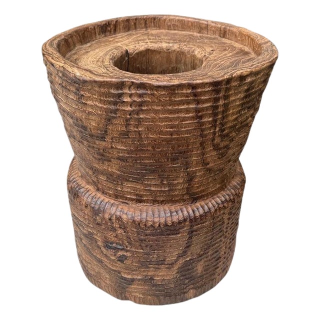Andrianna Shamaris Ancient Teak Wood Mortar For Sale