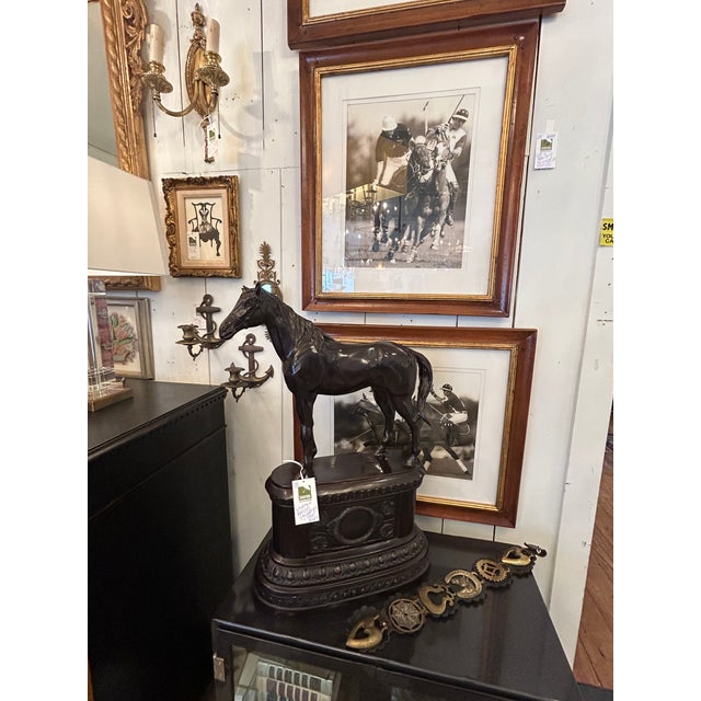 Metal Large Bronze Vintage Equestrian Horse Sculpture For Sale - Image 7 of 7