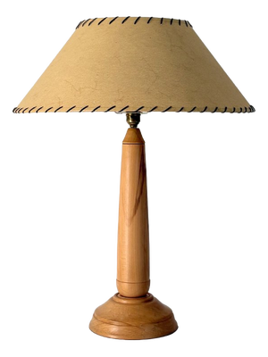 Vintage British Turned Wood Table Lamp, 1970
