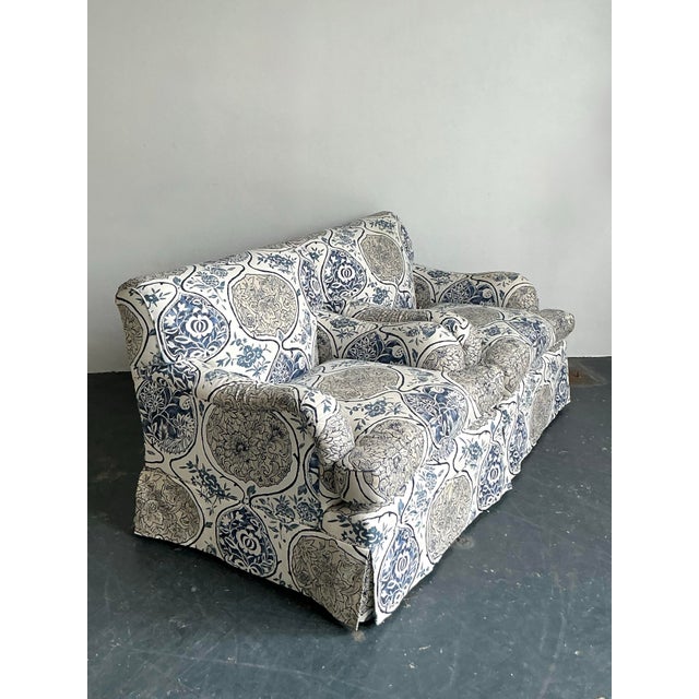 Vintage Boho Printed Lounge Chairs in Schumacher “Katsugi” - A Pair For Sale - Image 9 of 12