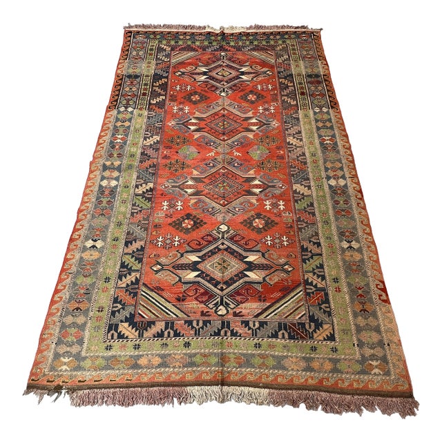 Vintage Caucasian Shirvan Pole Medallion Tribal Rug - 9'0" X 4'6" For Sale