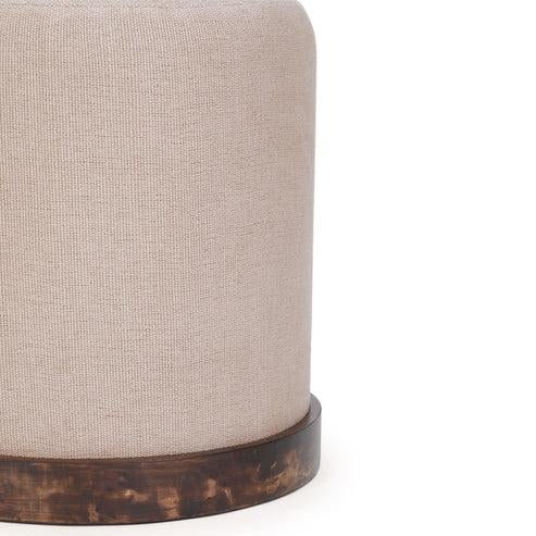 Como Cotton Jute with Burl Wood Base Accent Stool For Sale - Image 4 of 7