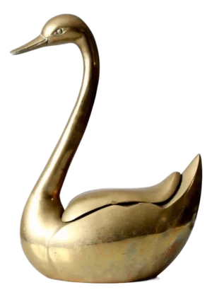Mid Century Brass Swan Box