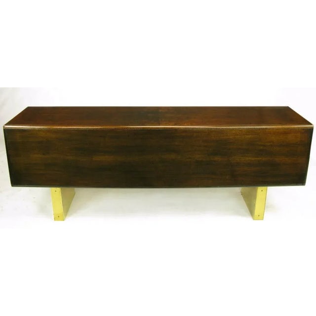 Romweber Burled Walnut and Brass Campaign-Modern Credenza For Sale - Image 4 of 10