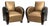 1930s Pair of French Art Deco Gold and Black Leather Club Chairs For Sale