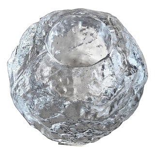 1970s Kosta Boda Large Snowball Crystal Candle Holder Designed by Ann Wolff For Sale