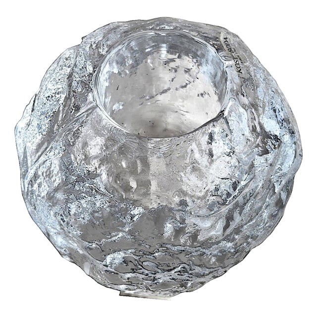 1970s Kosta Boda Large Snowball Crystal Candle Holder Designed by Ann Wolff For Sale