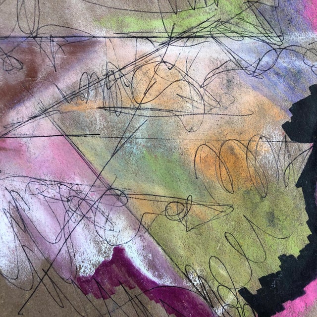 “America” original abstract drawing in pen and pastel on paper by Erik Sulander. Image size 10x11