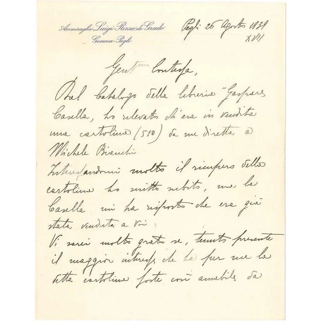 1930s Libero De Libero, Letter by Libero De Libero to Countess Pecci Blunt, Late 1930s For Sale - Image 5 of 5