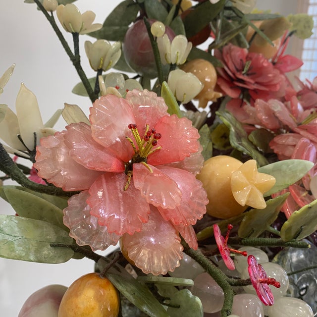 Japanese Late 19th Century Over the Top Jade and Hardstone Plant For Sale - Image 3 of 12