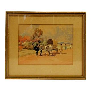 Original Émile Ralambo Madagascar 1939 Framed Painting Gouache on Paper For Sale