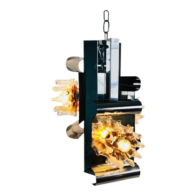 Aluminium and Murano Glass Ceiling Light by Mazegga, 1970s, Italy For Sale