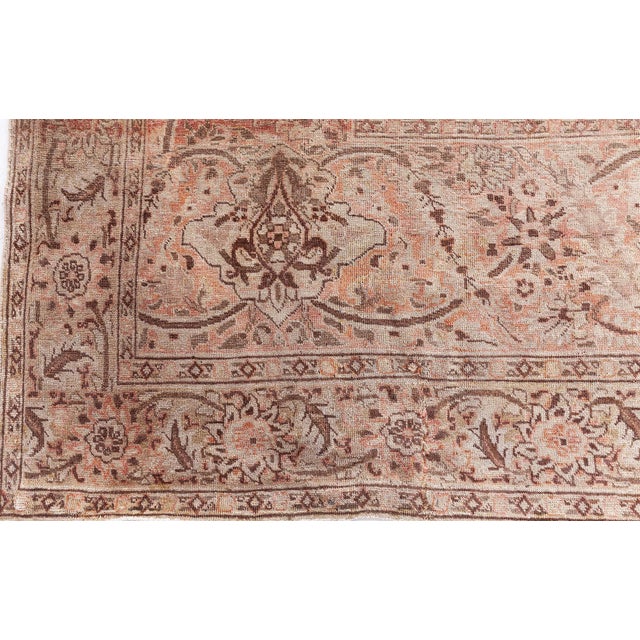 1900 - 1909 Authentic Persian Tabriz Handmade Wool Carpet For Sale - Image 5 of 9