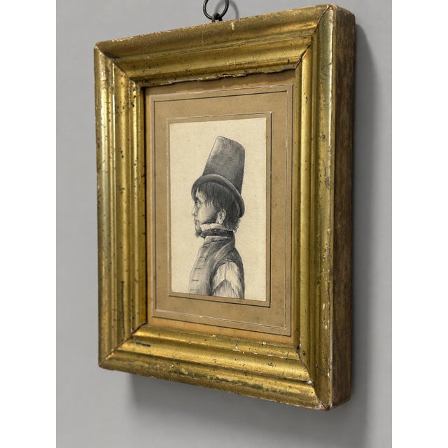 Traditional British Regency Profile Portrait Drawing of a Gentleman in a Top Hat C 1820-1830 For Sale - Image 3 of 5