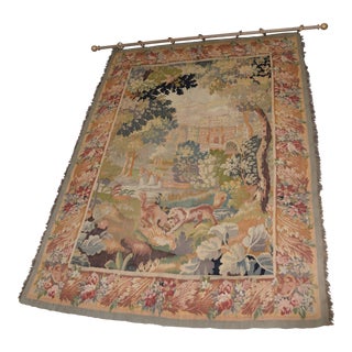 Fine Antique European Tapestry Depicting a Country Scene With Dogs For Sale
