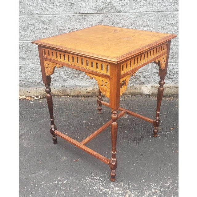 Wood Pair of Anglo-Indian Victorian Style Walnut and Rosewood Square Side Tables For Sale - Image 7 of 11