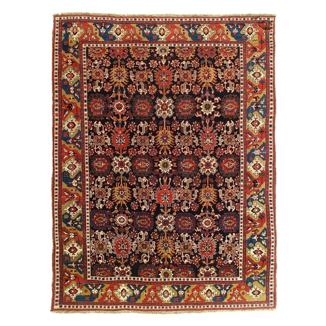 2020s Navy Russian Kazak Design Rug For Sale - Image 4 of 5