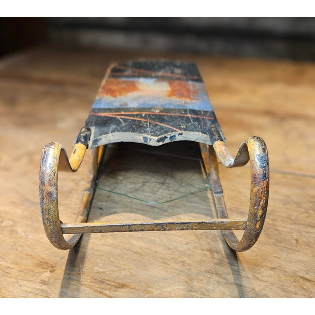 Wood Vintage Hand Painted Wooden Sled With Rustic Waterfall Scene For Sale - Image 7 of 12