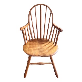 Vintage Solid Wood Windsor Hoop Back Armchair For Sale