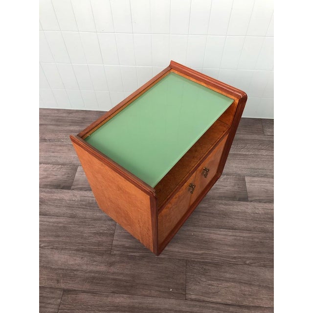 Vintage Italian Bedside Table with Green Glass Top, 1940s For Sale - Image 11 of 18