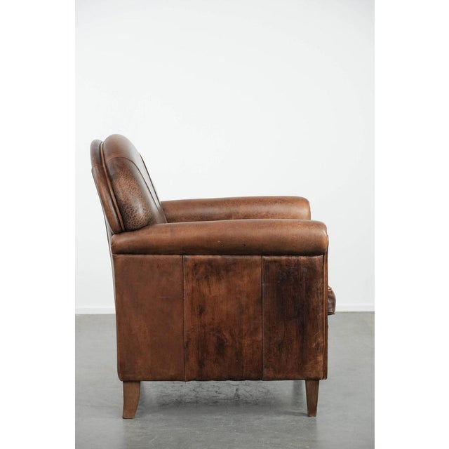Vintage Sheepskin Club Armchair For Sale - Image 3 of 18