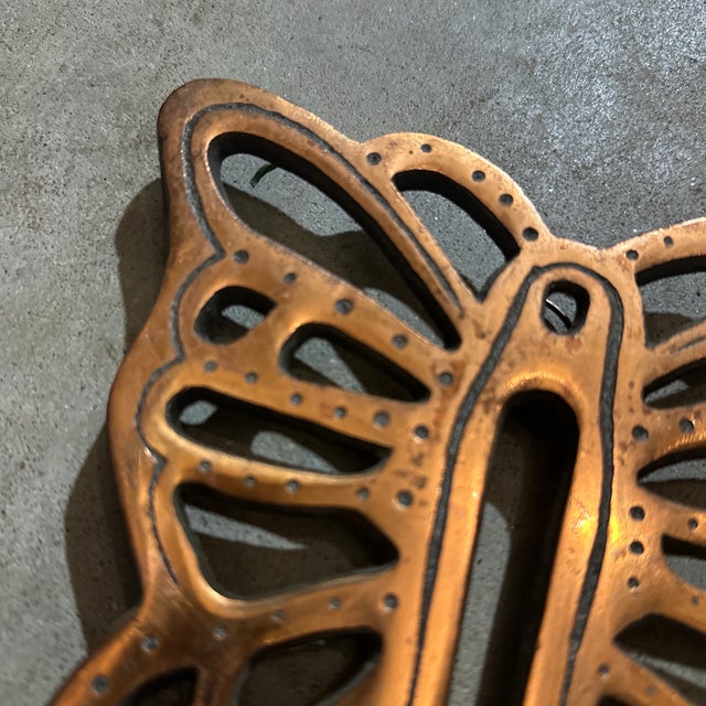Mid-Century Modern Vintage Butterfly Trivet/Hot Plate With Copper Finish For Sale - Image 3 of 4